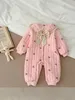 ダウンコート冬生まれた幼児の女の赤ちゃんコットンボウ濃いフラウンスロンパーキッズウサギオンピースファッションベビー服231010