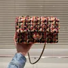 Outono tweed moda dupla aba saco cf sacos de ombro matelassê corrente tweed crossbody ombro famoso luxo bolsa designer clássico bolsa acolchoada bolsa