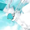 T collier classique marque célèbre double amour émail pendentif coeur clavicule chaîne cadeau Saint Valentin pendentif collier boîte originale T bijoux