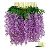 Decorative Flowers & Wreaths 12Pcs Set Wisteria Vine Fake Flower Artificial Hanging Flowers For Home Garden Wedding Birthday Christmas Dhmb1