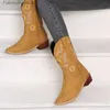 Bottes Automne et hiver nouvelles bottes de Cowboy brodées femmes automne bottes occidentales rétro bottes courtes chaussures pour femmes Botas Mujer Q231010