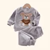 Kledingsets Herfst Winter Babykleding Set Flanel Dikke Warme Kinderpyjama Sets Schattige Beer Tweedelige Kinderoutfits Pak Babykleding 231010