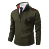 P-ra Fashion Digners Herren-Strickpullover, Cht-Tasche, Dreieck-Dekoration, Langarm-Pullover, Stehkragen, plus Veet-verdickter Pullover, Hemdpullover