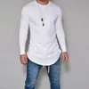 Homens camisetas Homens Slim Fit O Pescoço Manga Longa Muscle Tee Hipster Camiseta Casual Tops Hip Hop Básico Curvo Hem Fall299S