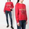 Women's Hoodies Sweatshirts Early Autumn New French Minority Zv Guitar Wing Letter Gilt Printing Cotton Round Neck Red Women's Sweater