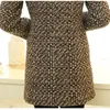 Mulheres misturas de lã casaco inverno outono moda elegante mãe gola alta xadrez fino longo tweed lã outerwear feminino 231010