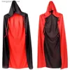 Theme Costume Kids Adult Vampire Cloak Cape Stand-up Collar Cap Reversible Black Red Cloak Halloween Party Cosplay Come Men Women Clothes Q231010