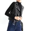 Vêtements de moto Biker Voyage sans manches avec ceinture réglable Zipper Femmes Gilet Mode Quotidien Doux Casual Solide Streetwear PU Cuir