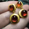 Kolczyki Dangle 1pcs/Lot Natural Garnet Orange Orange Stohstone S925 Srebrne zapobieganie alergii żeńskie retro szlachetne folk-custom