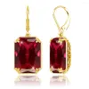 Boucles d'oreilles en peluche vintage Ruby Drop 18k Gold Femmes Luxury Place 925 STERLING SILPEL CEREL ANGAGINE FINE BIELLIR GIED 3009