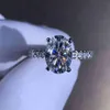 925 srebrny palec ślubny luksusowe owalne cięcie 3CT symulowane diamentowe pierścionki dla kobiet biżuteria zaręczynowa Anel238x