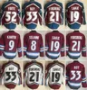 Retro Hockey Vintage 19 Joe Sakic Jersey CCM Classic 33 Patrick Roy 8 Teemu Selanne 9 Paul Kariya 52 Adam Foote 21 Peter Forsberg Stitch Pullover Breattable Pensionera