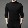 Kvinnors tröjor Autumn and Winter Men Turtleneck Pullover Tröja Fashion Solid Color Thick Warm Bottom Shirt Mane Brand Clothes 231009