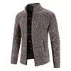 Pulls pour hommes Hommes Pull Cardigan avec poches Couleur unie Full Zip Tricoté Manches longues Tenues d'entraînement décontractées