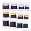 Verpakkingsflessen Groothandel 5G 10G 15G 20G 30G 50G Amberkleurige glazen pot Lege hervulbare fles Cosmetische make-up opslagcontainer met goud S Dha9X