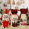 Xmas Decorations Linen Santa Claus Wine Bottle Cover Faceless Doll Nordic Car Plaid Christmas Wine Bag Party Hanging Ornament SN4478