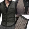 Gilets pour hommes Hommes Costume Gilet V Col Laine Marron Singlebreasted Houndstooth Gilet Casual Formel Business Groomman pour mariage 231010