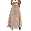 Skirts Office Skirt Summer Multi Layer Mesh Maxi Thin Beach Women Lace Loose Party Streetwear