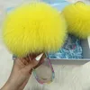 Gai Gai 100% Natural Raccoon Furry Slippers Crystal Flats Plush Slides Real Päl Sandaler Ladies Transparent Jelly Slipper 231009