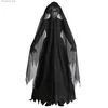 Themakostuum 2023 Halloween Kom Spook Bruid Heks Hoge Kwaliteit Vampier Cosplay Spel Soft Come Horror Demon Kom Zwart Gaas Jurk Q231010