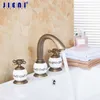 Luxury Brass Material Golden Cold Bathing Faucet Tap 3PCS Set Antique Brass Bathtub Shower Basin Mixer Tap Faucet201k