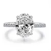 925 srebrny palec ślubny luksusowe owalne cięcie 3CT symulowane diamentowe pierścionki dla kobiet biżuteria zaręczynowa Anel238x