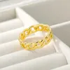 Solitärring Kubanische Kettenform Ringe für Frauen Männer Punk Schmuck Hip Pop Stil Edelstahl Freund Geschenke Bague Femme BFF 231009