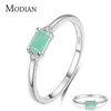 Modian Charm Luxury Real 925 Stelring Silver Green Tourmaline Модные кольца на палец для женщин Ювелирные изделия Аксессуары Bijoux 21061246w