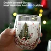 Mokken 1 ~ 4 STKS Dubbelwandige Kerst Glazen Mok Hittebestendige Beautyful Cup Voor Melk Koffie Water Cup Bar Drinkware Kerstcadeau 231009