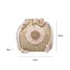 Duffel Bags Women Drawstring Bucket Pouch Woven Crossbody Sunflower Straw Shoulder Bag