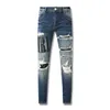 Amirs Designer Mens dżinsy fioletowe dżinsy High Street Hole Star Patch Męskie damskie damskie panele haftowe Haftowe Spodnie rozciągające spodnie spodnie 936348961