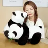 Poupées en peluche 20 cm Kawaii Panda jouets bel oreiller avec des feuilles de bambou en peluche ours animal doux joli cadeau d'anniversaire pour les enfants 231009