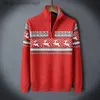 Women's Sweaters Men Winter Vintage Mock Neck Sweater Pullover Men Autumn New Casual Jacquard Warm Half Zip Christmas Knit Sweater TopsL231010