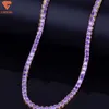 Lifeng smycken anpassad 8mm en rad isad ut lila VVS Moissanite Gold Plated Sterling Sier Tennis Chain