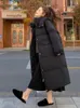 女性のトレンチコート冬のルーズロングパーカー女性ファッションcocoonタイプエレガントなフード付き綿パッド付きジャケット女性女性2023 A10
