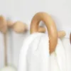 フックソリッドウッドビーチバスルームバスタオルハンギング衣服フック壁ハンガーラックパンチング円形の形状装飾アクセサリー