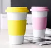 Tasse en céramique anti-repassage en Silicone, tasses en céramique avec couvercles pour café, lait, thé, bouteilles d'eau, pour la maison et la voiture