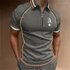 Polos masculinos 2023 manga curta lapela camiseta verão magro camisa polo respirar topo oversize