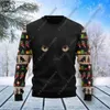 Kvinnors tröjor 3D -tryck julgran Santa Claus Tattoo Cat Animal Deer Bear tröja Streetwear Casual Winter Sweatshirt M7L231010