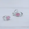 Boucles d'oreilles en forme de tulipe, accessoires de fiançailles de mariage, rose/blanc, bijoux élégants pour femmes, à la mode