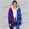 Herren Wollmischungen Geocidic Psychedelic Buntes Muster 3D-gedruckter Sherpa-gefütterter Kapuzenumhang Winter Unisex Lässiger dicker warmer Cape-Mantel DP76 231009