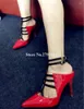Zapatos de vestir Diseño Mujer Moda Cuero de gamuza Correas finas Tacón de aguja Bombas Hebillas recortadas Blanco Negro Rojo Tacones altos Fiesta