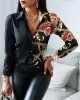 Kvinnors blusar Kvinnor Casual Office Print Shirts Autumn Fashion Button Lång ärm Vit Skjorta Elegant lapptäcke Slim Tops Women 82ig#