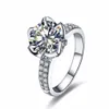 REAL SOLID 925 Sterling Silver Wedding Rings for Women Romantic Flower Shaped Inlay 3 Carat Diamond Engagement Ring2268