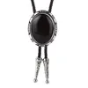 Neck Ties Western Cowboy BOLO TIE Natural Agate Stone Leather Collar Rope Ladies Show Costume Accessories Birthday Banquet219x