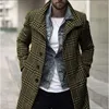 Heren Trenchcoats 2023 Herfst/Winter Mode Trend Kraag Single Breasted Plaid Mid Lengte Windjack Jasje