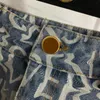Jupe en jean lettre imprimée Design taille haute mince sac Sexy hanche décontracté mode jupe bleue