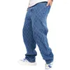 Jeans da uomo Pantaloni tendenza casual Pantaloni larghi a gamba larga scozzesi Hip Hop