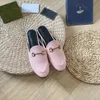 Mules Leather slipper 100% Real leather designer Mules loafer luxury Women Men jacquard Leather Slipper Jumbo Canvas Flat Shoes Horsebit Princetown Slippers 01