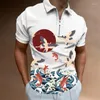 Men's Polos 2023 Polo Shirt 3d Print Animal T-Shirt Casual Zipper Short Sleeve Tops High Quality Summer Shirts Male Clothing